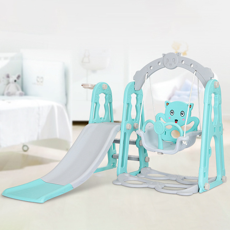 Hot selling Kindergarten Children Multi function Combination Indoor Slide swing 2-in-1 Playground Plastic Slide Toy