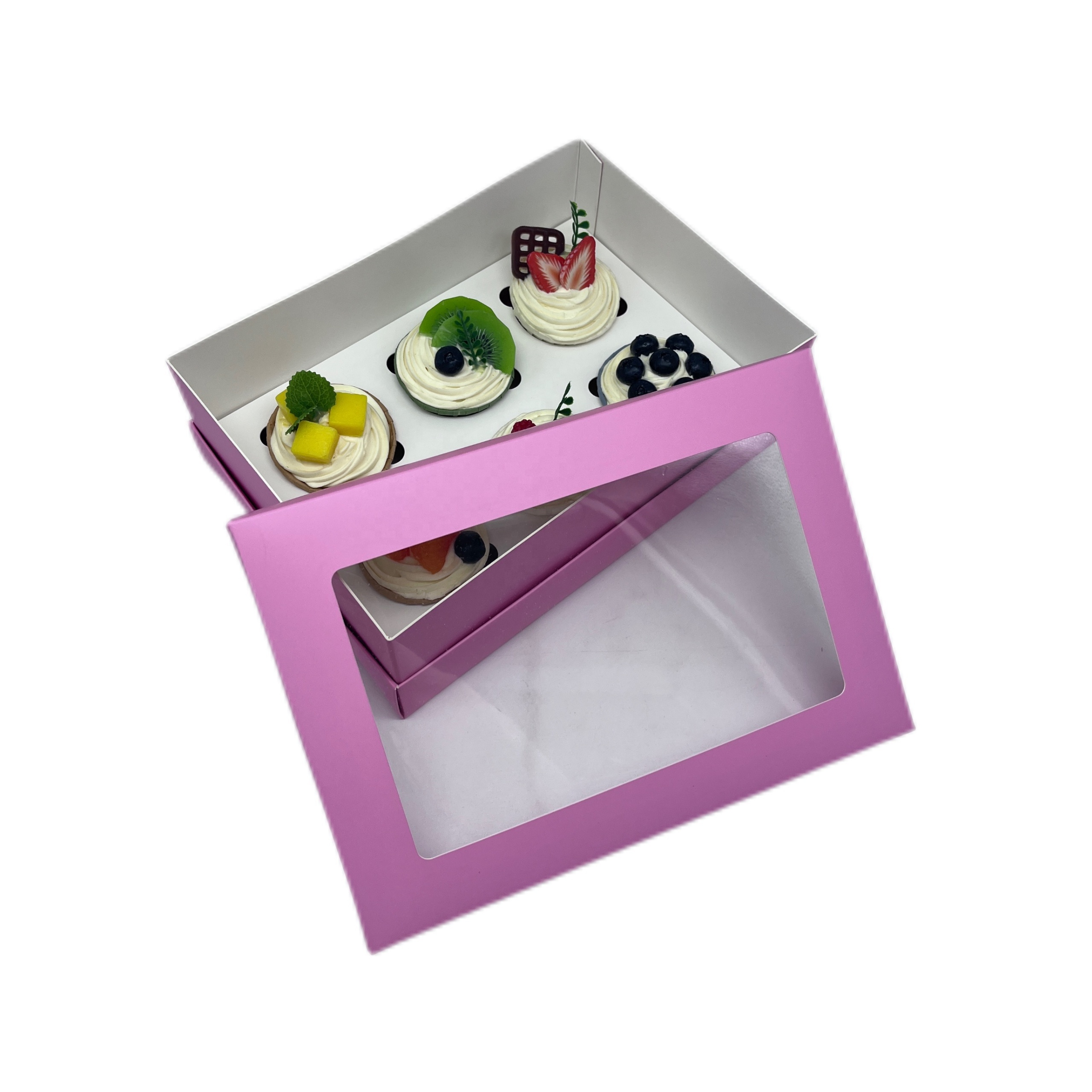 Hot Sales Cardboard 6 12 Holes Cup Cake Box New Design Pink Cupcake Packaging Box With Lid