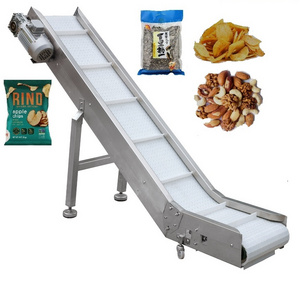 Small modular vertical climbing belt conveyor food exit away take conveyor belt machine for finished package bags