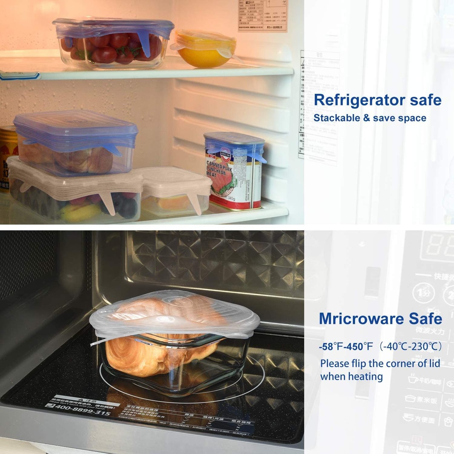 Reusable Stretch Silicone Lids and Food Covers for Storage