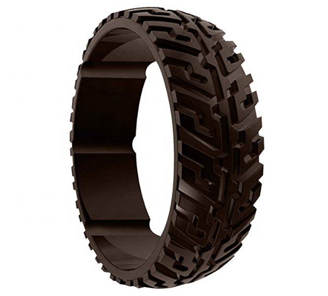 Tire Tread Design Breathable Medical Grade Silicone Wedding Rings for Men