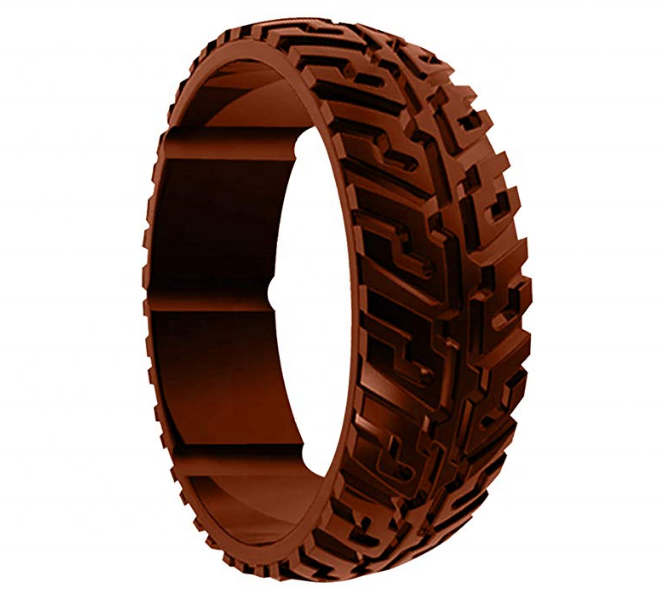 Tire Tread Design Breathable Medical Grade Silicone Wedding Rings for Men