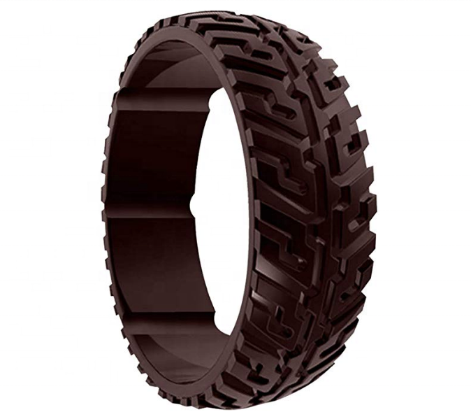 Tire Tread Design Breathable Medical Grade Silicone Wedding Rings for Men