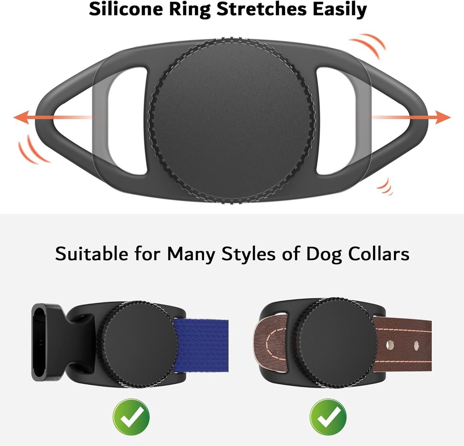 Plastic & Silicone Pet Collar Case Anti-Lost air Tag Cover Holder for Cat Dog GPS Tracker