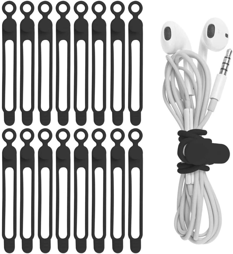 Silicone Reusable Cord Cable Organizer Management Ties with Widened High Elasticity Materials