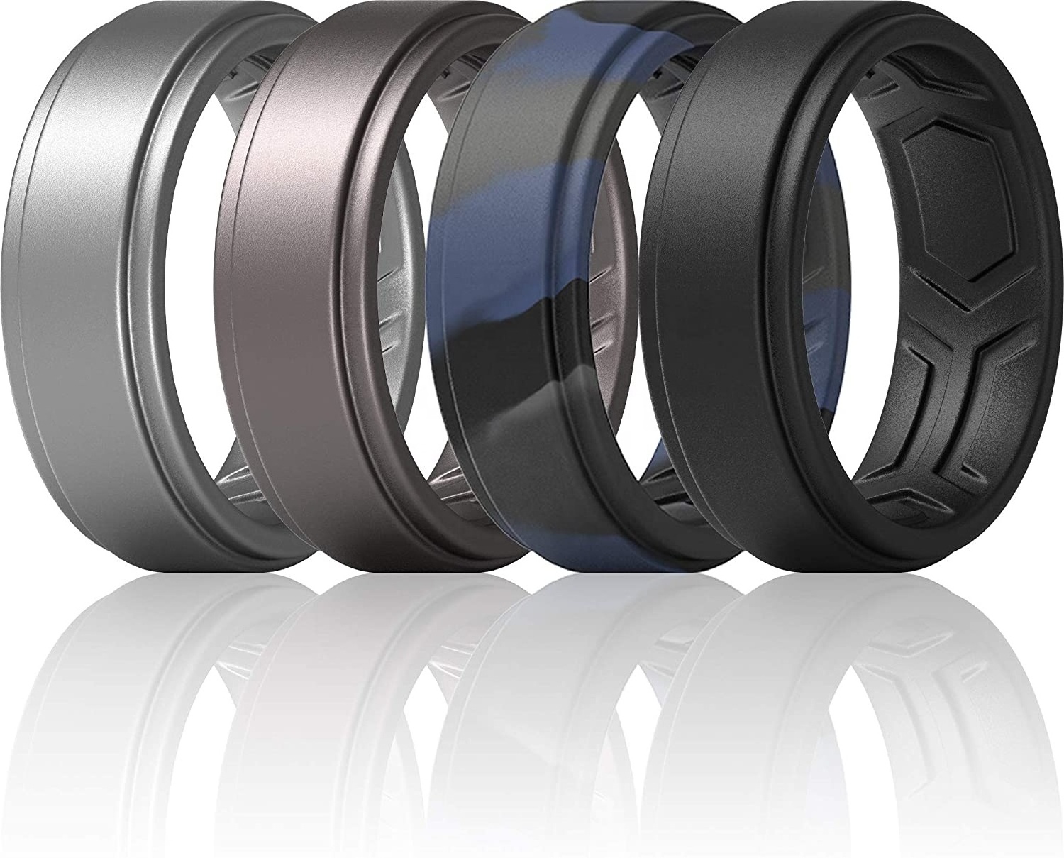 Silicone Rings Wedding Breathable Patterned Design Sleek Step Edge Men's silicone Wedding Rings