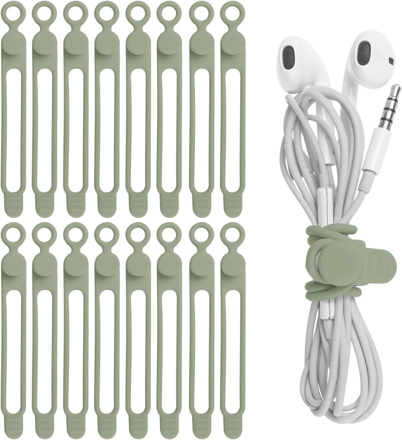 Silicone Reusable Cord Cable Organizer Management Ties with Widened High Elasticity Materials