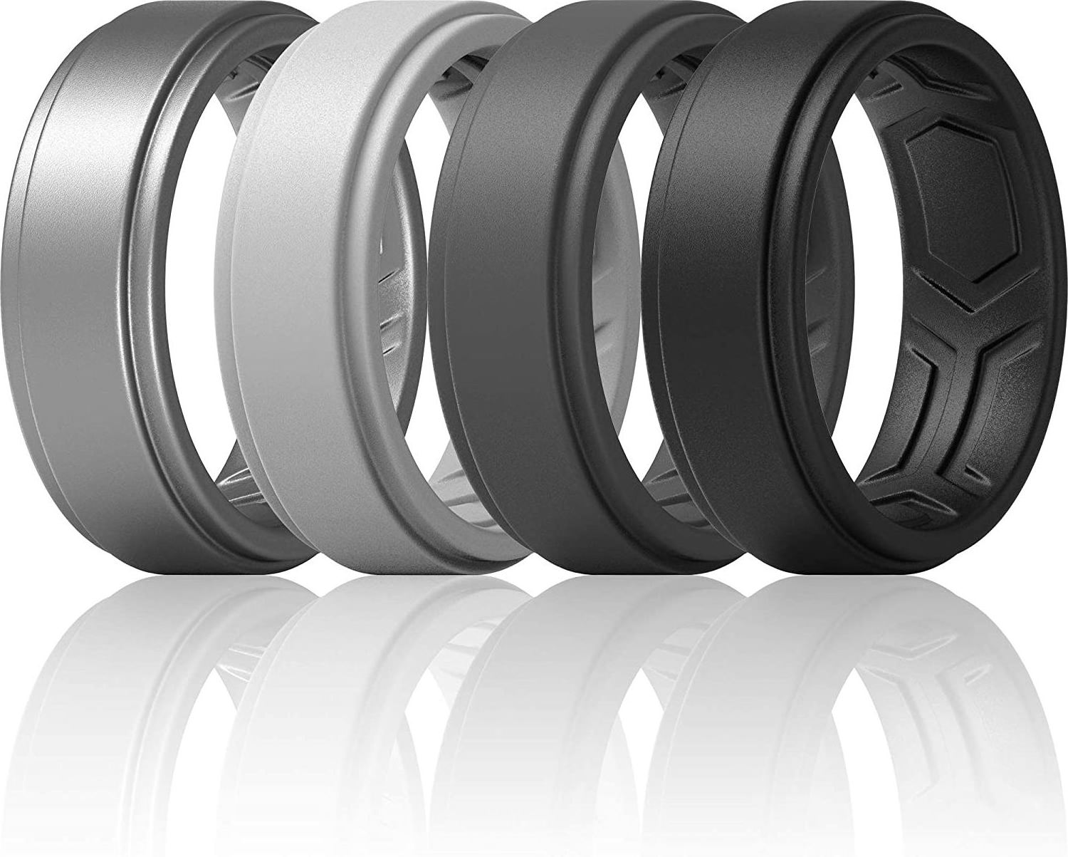 Silicone Rings Wedding Breathable Patterned Design Sleek Step Edge Men's silicone Wedding Rings