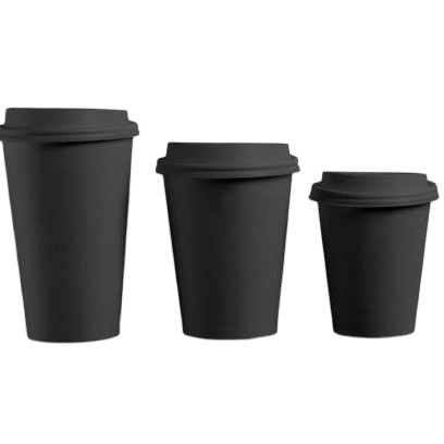 black Coffee Paper Cup Disposable Custom Logo  4oz 8oz 12oz