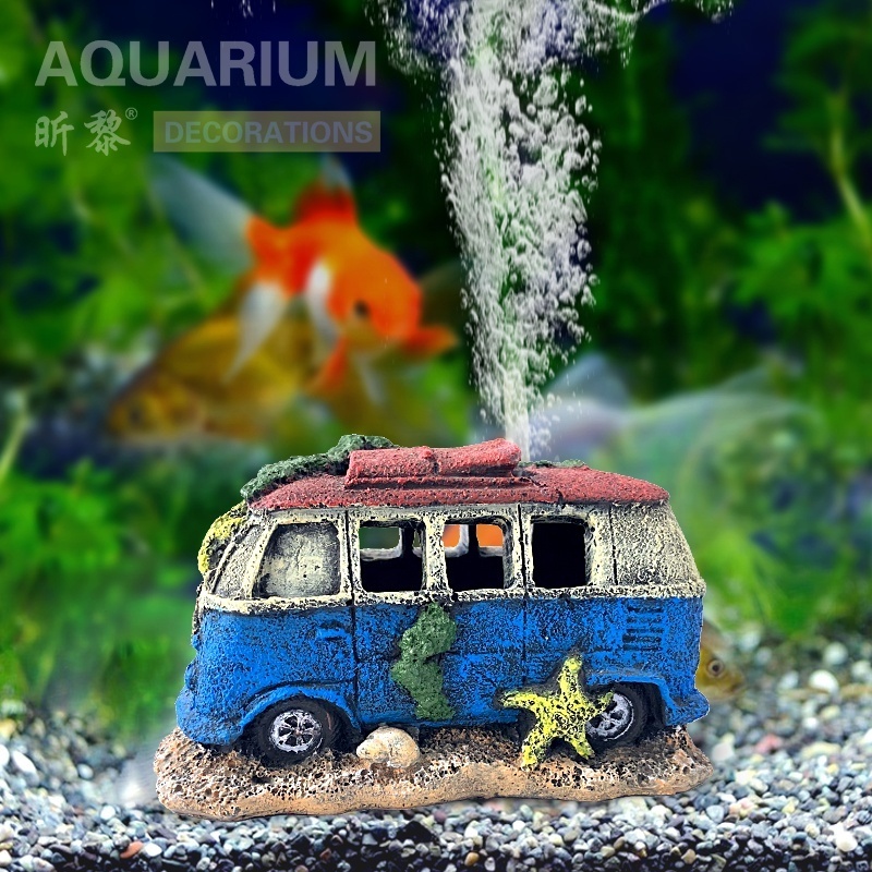 Rapid delivery fish tank accessories resin boat ornaments with bubbler for aquarium decoration