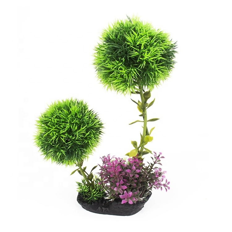 Aquarium decor fish tank decoration ornament ball shape artificial plastic plant