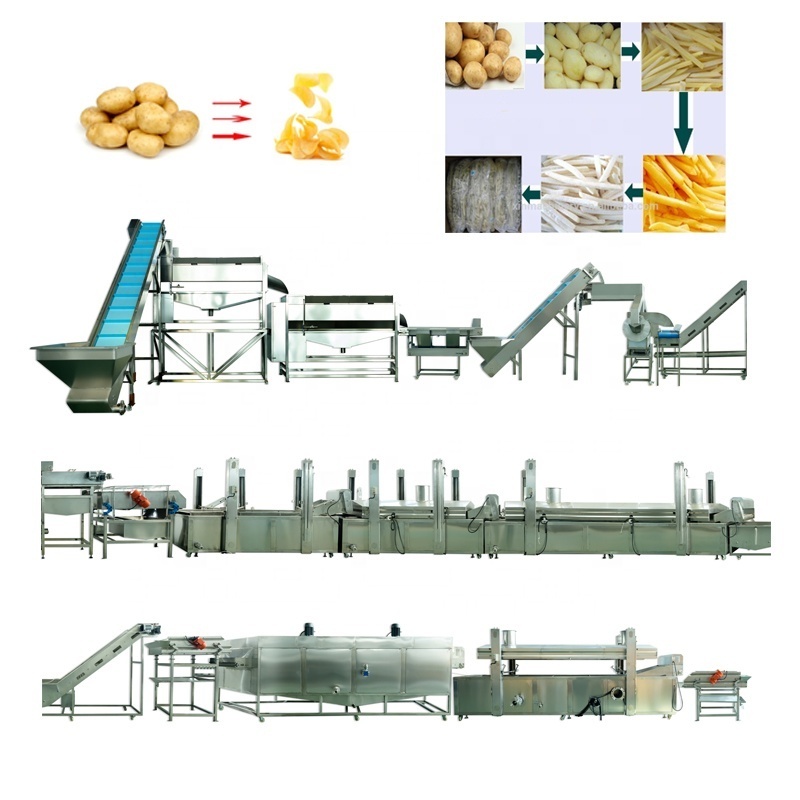 french fries frying and cutting machine of french fries production line