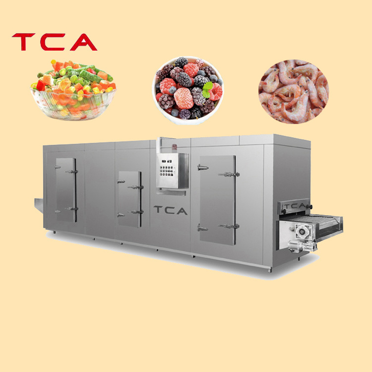 TCA capacity 500-2000kg/h high quality deep freezer iqf freezer machine iqf freezing equipment for Fish/shrimp/sea cucumber