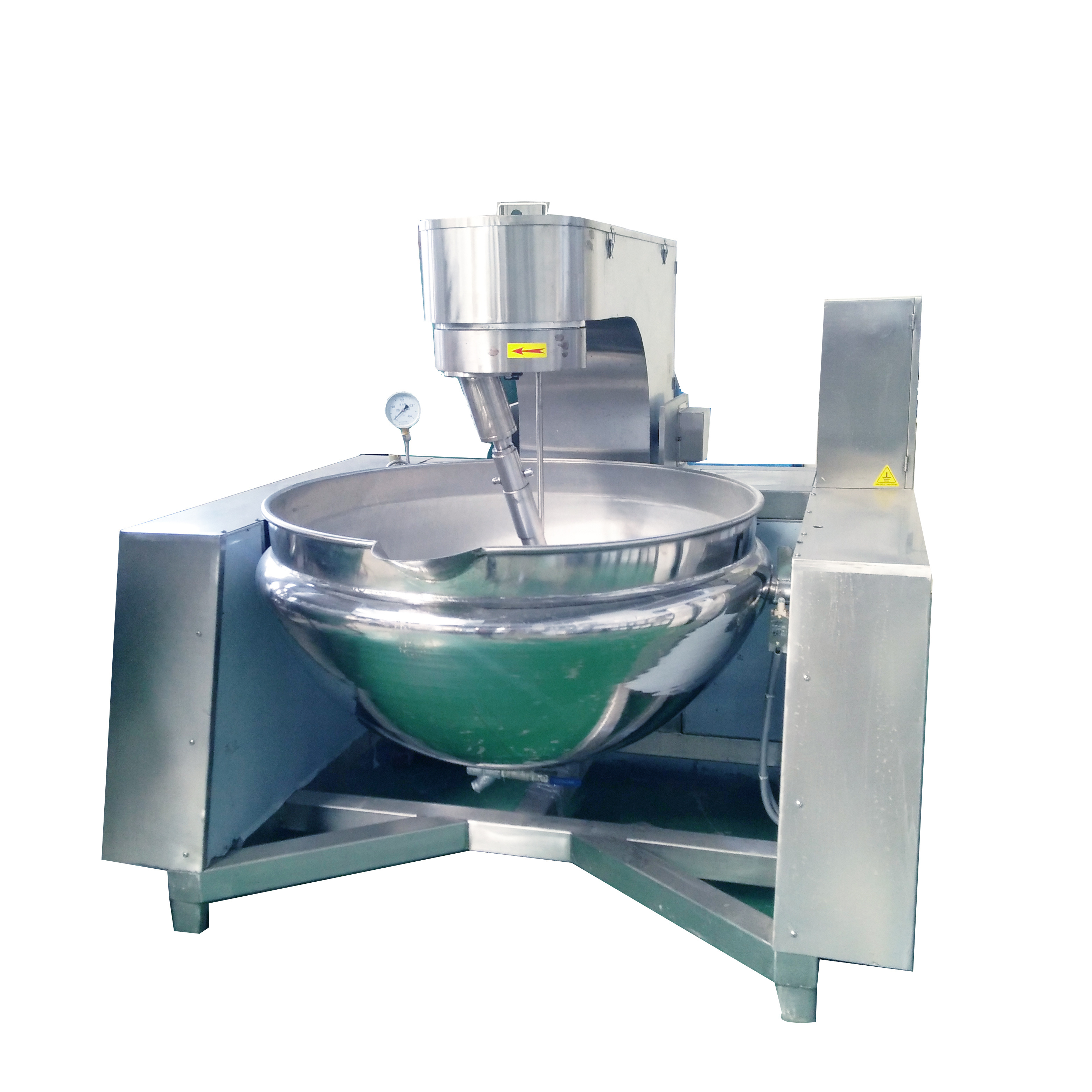 Industrial cooking pot/jam boiling kettle jacket vertical electric gas heating jacketed kettle with agitator