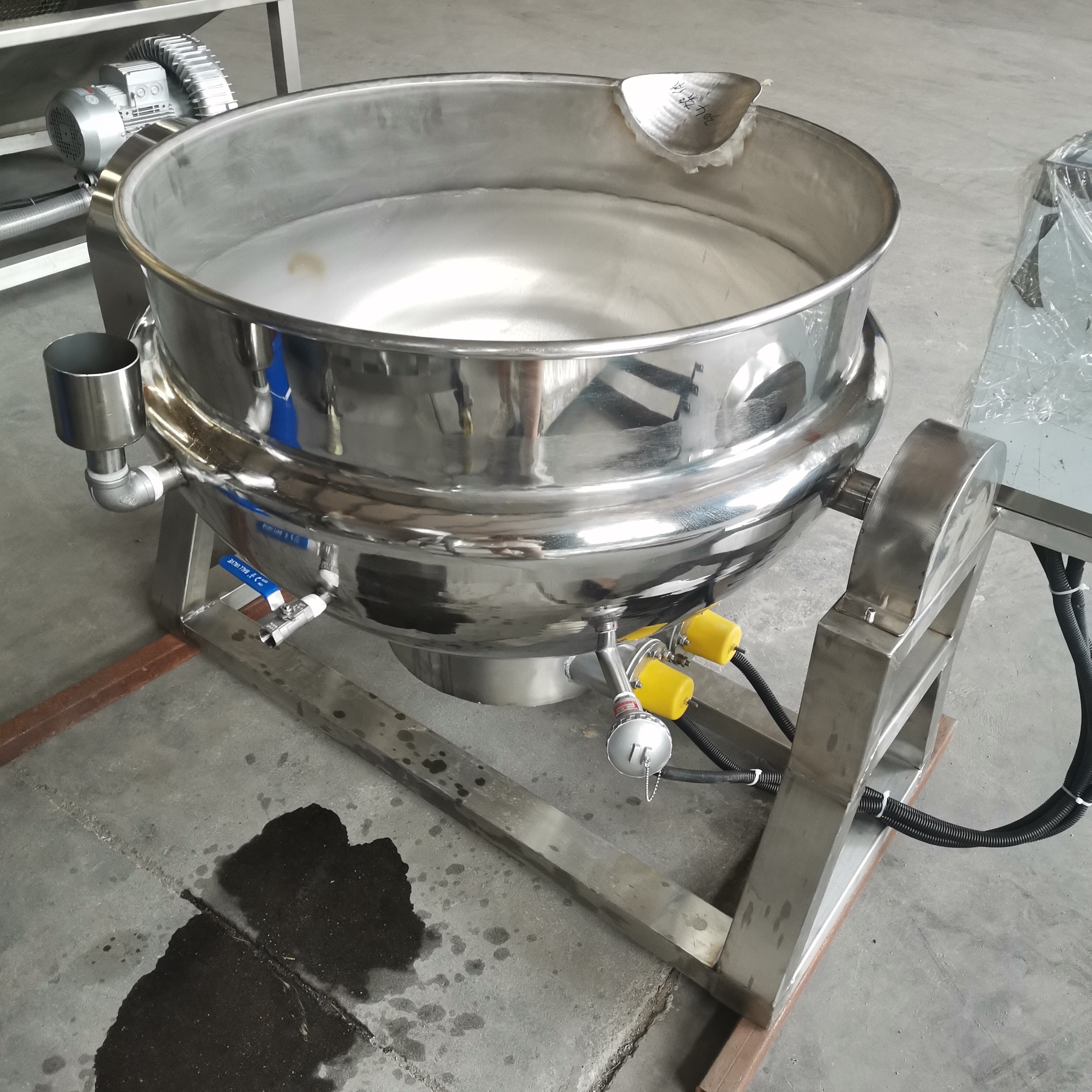 Industrial cooking pot/jam boiling kettle jacket vertical electric gas heating jacketed kettle with agitator