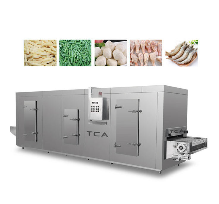 TCA capacity 500-2000kg/h high quality deep freezer iqf freezer machine iqf freezing equipment for Fish/shrimp/sea cucumber