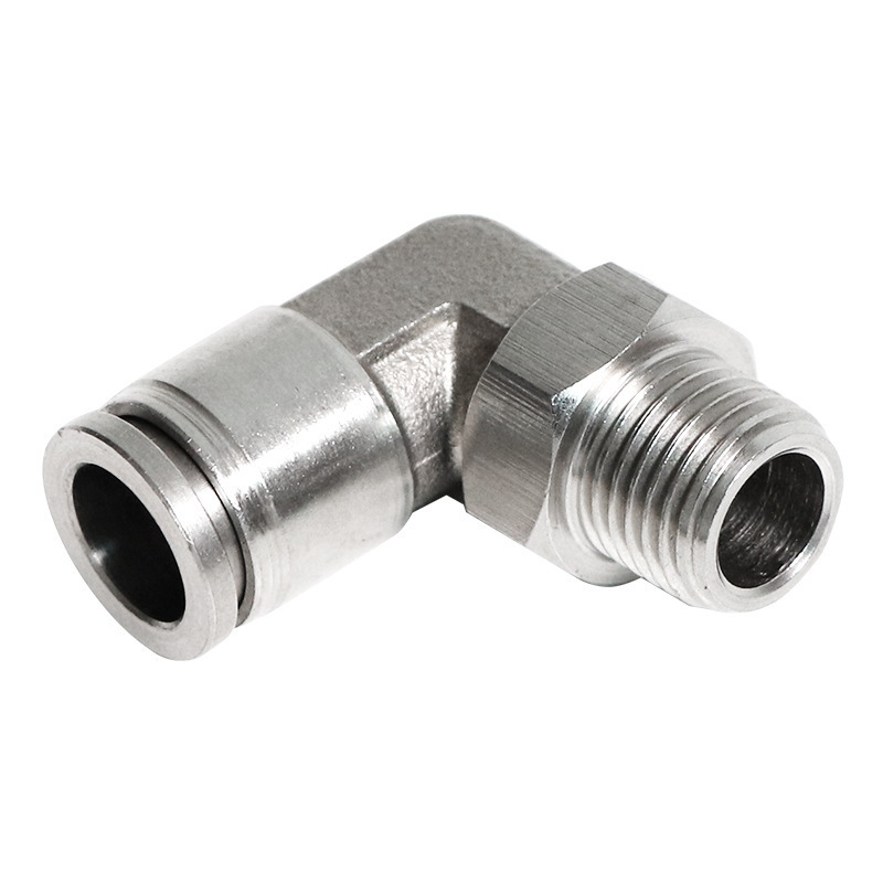 Metal Stainless Steel Rapid One Touch Push in To Connect pneumatic Elbow Angled MPL Quick Fitting for hose 8mm + 1/4