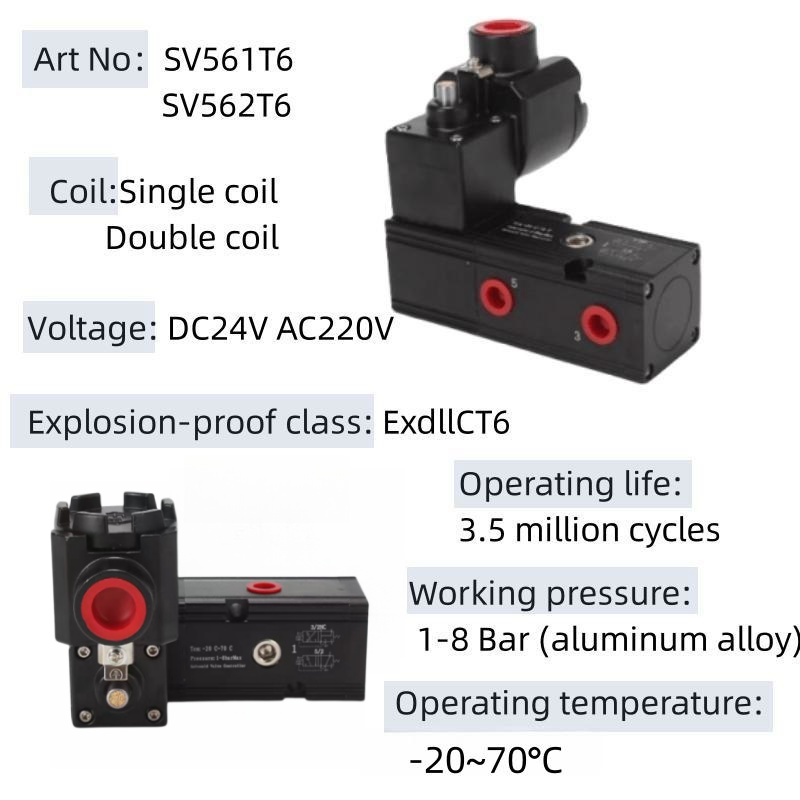 Factory Direct Sales Low Temperature IP65 5/2 way 3/2 Way Flameproof Explosion Proof Solenoid Valve