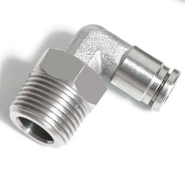 Metal Stainless Steel Rapid One Touch Push in To Connect pneumatic Elbow Angled MPL Quick Fitting for hose 8mm + 1/4