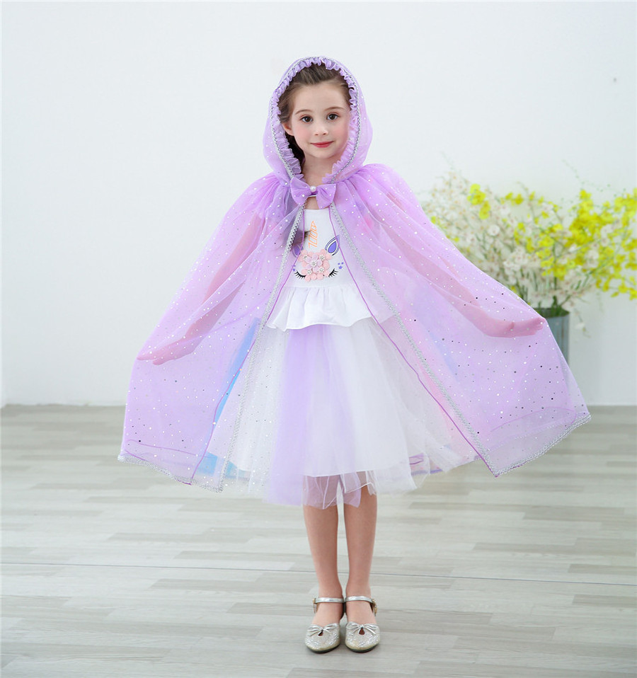 DSN04 Fashion butterfly knotted winter frozen elsa dress cosplay fancy pageant long halloween children princess cloak