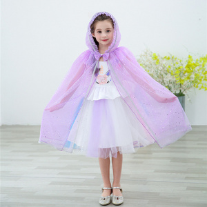 DSN04 Fashion butterfly knotted winter frozen elsa dress cosplay fancy pageant long halloween children princess cloak