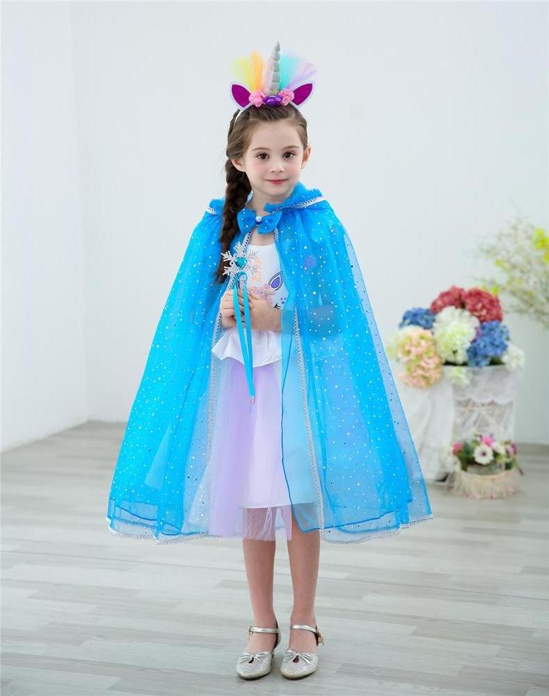 DSN04 Fashion butterfly knotted winter frozen elsa dress cosplay fancy pageant long halloween children princess cloak