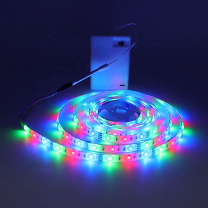 Battery Box LED strip Light 3-key Manual Press 8mm 5V SMD2835 RGB Three Color  Running Horse Jumping Water Flowing LED Light