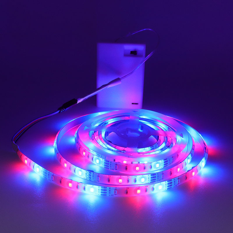 Battery Box LED strip Light 3-key Manual Press 8mm 5V SMD2835 RGB Three Color  Running Horse Jumping Water Flowing LED Light