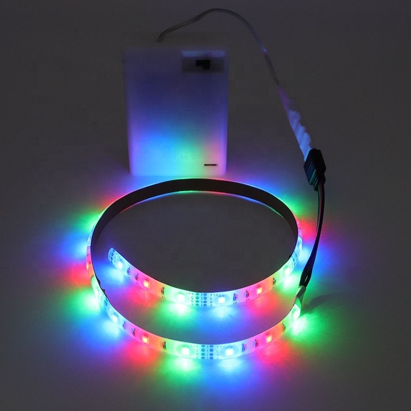 Battery Operated LED Strip Lights Kit 3Key 17Key 24Key  Battery Box 8mm 5V SMD2835 RGB  IP65 Waterproof  LED  Light