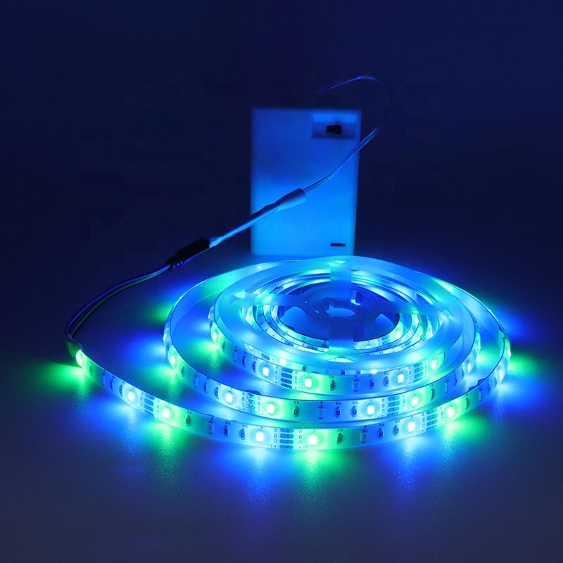 Battery Box LED strip Light 3-key Manual Press 8mm 5V SMD2835 RGB Three Color  Running Horse Jumping Water Flowing LED Light