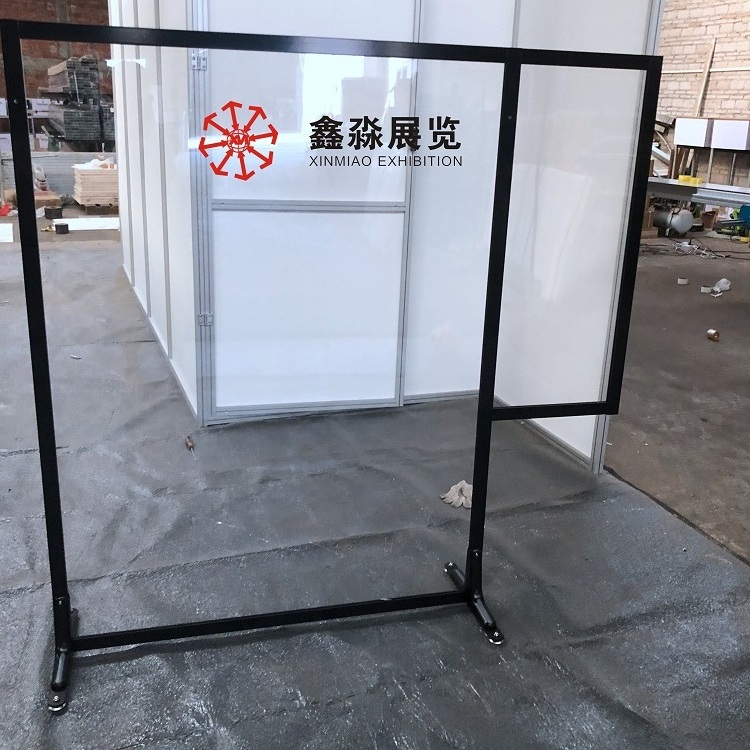 Black color free standing desk separators, aluminum clear acrylic plastic partition wall for restaurant can be customized