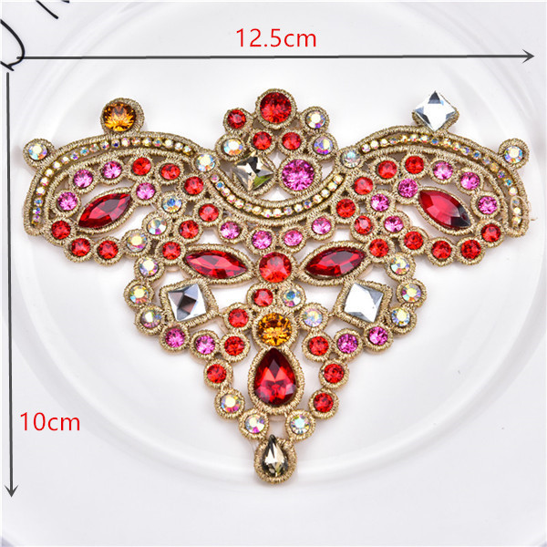 costume wedding dress crystal silver rhinestone applique flower patch motif diy for bridal wedding dress diy