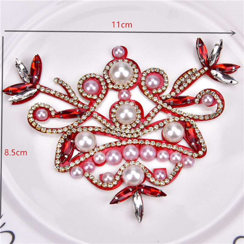 costume wedding dress crystal silver rhinestone applique flower patch motif diy for bridal wedding dress diy