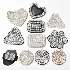 Rectangle Heart Flower Triangle Glass Crystal Leather Fabric Applique Glue on Rhinestone Patches for High Heel Shoes Clothing