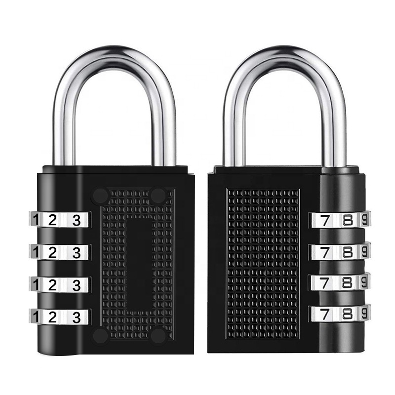 XMM-8024 Top Quality Black 4 Digit Padlock Luggage Cabinet Gym Door Suitcase Password Code Lock Factory Supply Combination Lock