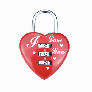 XMM-8026 Factory Colorful Heart Combination Padlock Customized Resettable Manufacture Supply Zinc Alloy 3 Digits Cute Love Locks