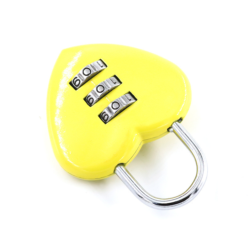 XMM-8026 Factory Colorful Heart Combination Padlock Customized Resettable Manufacture Supply Zinc Alloy 3 Digits Cute Love Locks