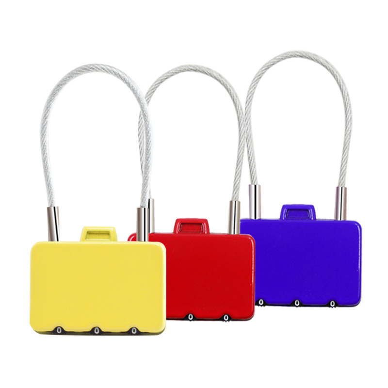 XMM-8070 Cable Password Padlock Resettable Light Zinc Alloy Cute 3 digits lock for Bag Luggage Basket and Pet Cage Security Lock