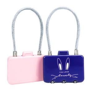 XMM-8070 Cable Password Padlock Resettable Light Zinc Alloy Cute 3 digits lock for Bag Luggage Basket and Pet Cage Security Lock