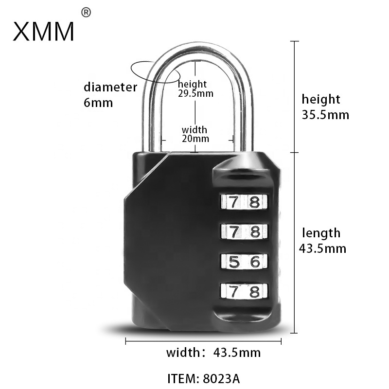 XMM-8023A Factory produce 4 digits combination padlock zinc alloy safety GYM padlock hot selling security combination lock