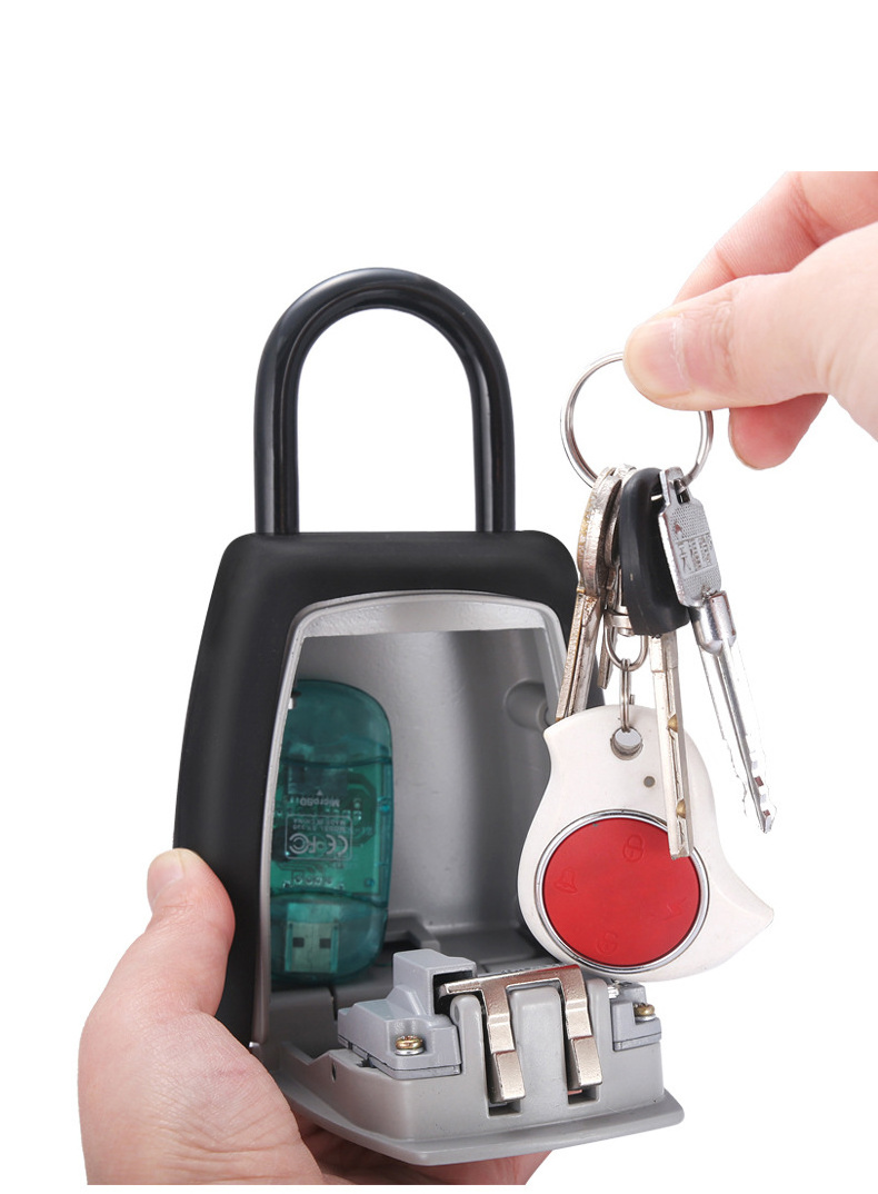 New design 4 numbers password key safe box lock aluminium alloy pad lock outdoor storage key security lock with handle XMM-K41-H