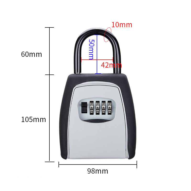 New design 4 numbers password key safe box lock aluminium alloy pad lock outdoor storage key security lock with handle XMM-K41-H