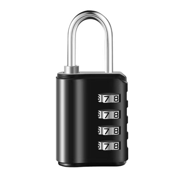 XMM-609 Brass Key Code Padlock Black/Silver 4 Digits Password Combination Lock With Mater Key for Cabinet Gym Door Security