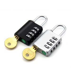 XMM-609 Brass Key Code Padlock Black/Silver 4 Digits Password Combination Lock With Mater Key for Cabinet Gym Door Security