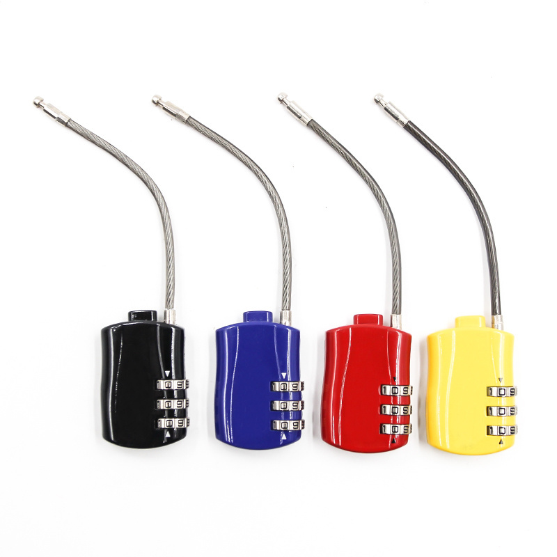 XMM-8803 Combination lock 3 codes password lock with PVC cover cable wire long or customized cable lock for  suitcase security