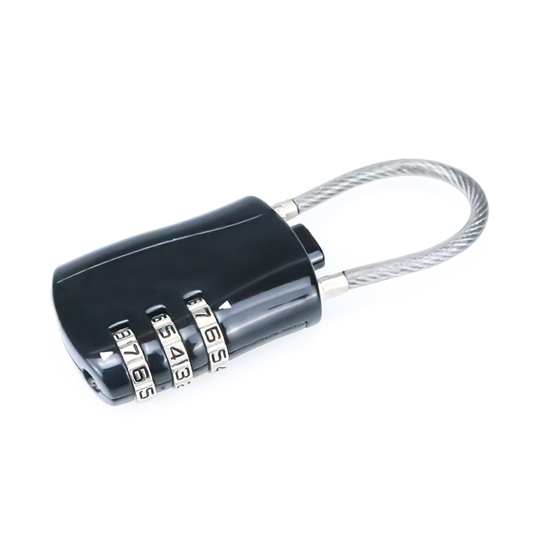 XMM brand 8803 cable wire combination travel lock 3 digits code zinc alloy black body password digital luggage suitcase  padlock