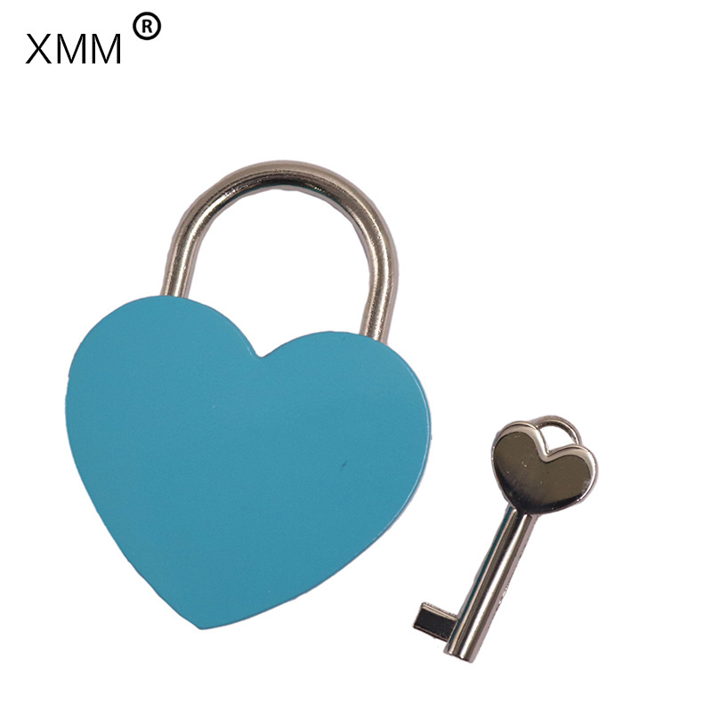 XMM-6034 Colorful Love Heart Padlock Good Quality Zinc Alloy Padlock for Wedding Valentines Day Gift Mini Cute Key safe box lock