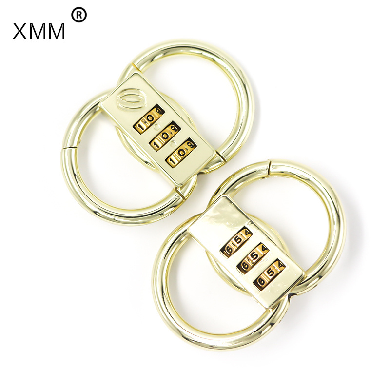 New arrival lock 8 shaped padlock zinc alloy 3 digits double circle  gold and gray combination locks factory supply xmm-8076