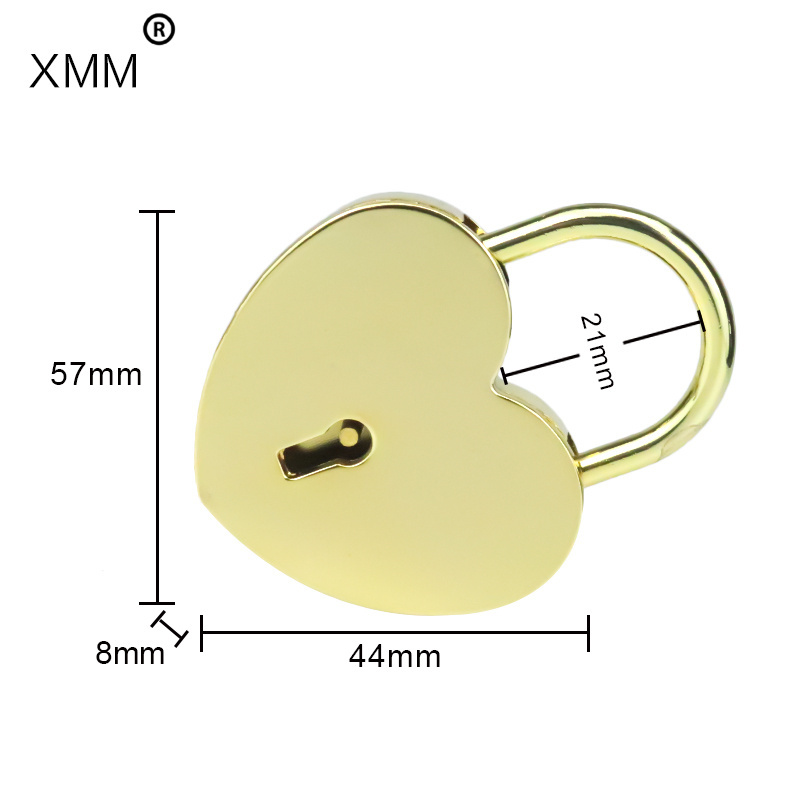 Hight quality fashion design metal body red and gold hearted shaped lock key padlock for wishing or wedding lock  XMM-6034