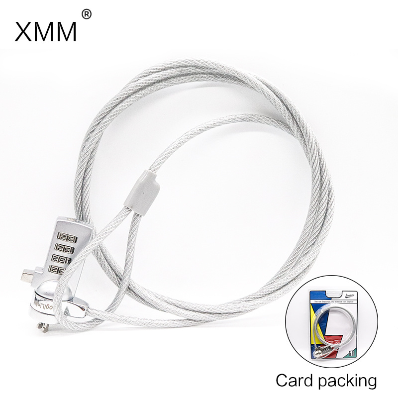 XMM-2004 Desk laptop security stainless steel 4 digits 1.2m computer notebook anti theft system pc padlock computer cable lock